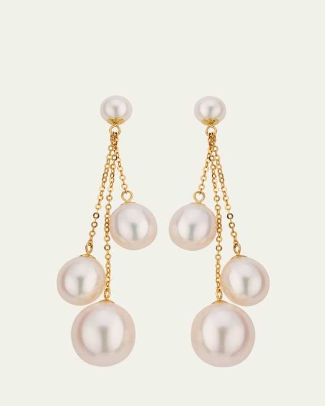 18K Yellow Gold Chrysalis Pearl Waterfall Earrings